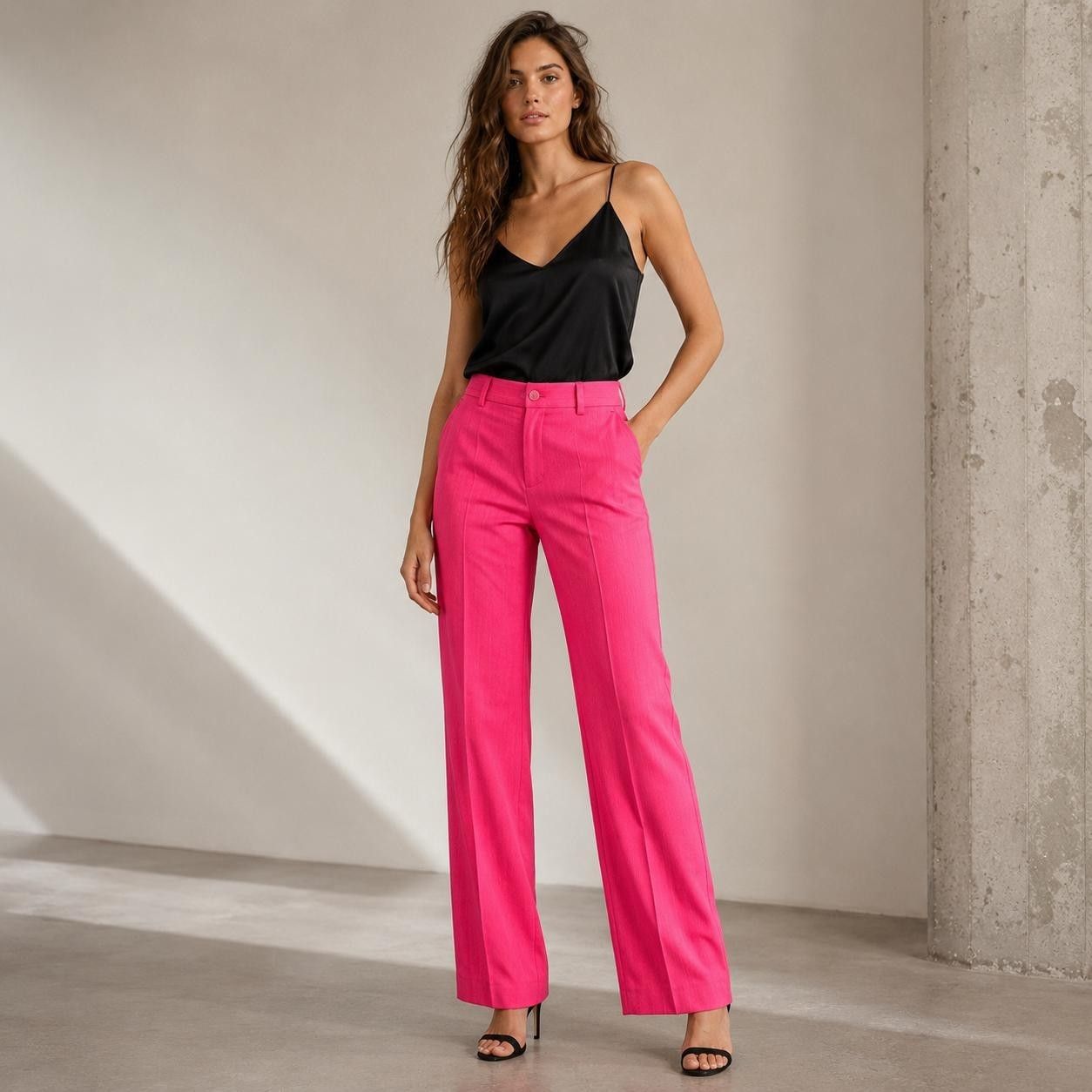 The Kooples Women's New Dress Pants Trend Wide Leg Us2 Pink Trousers Poland Made